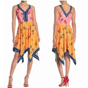 GUESS Floral Colourblock Handkerchief Dress 4